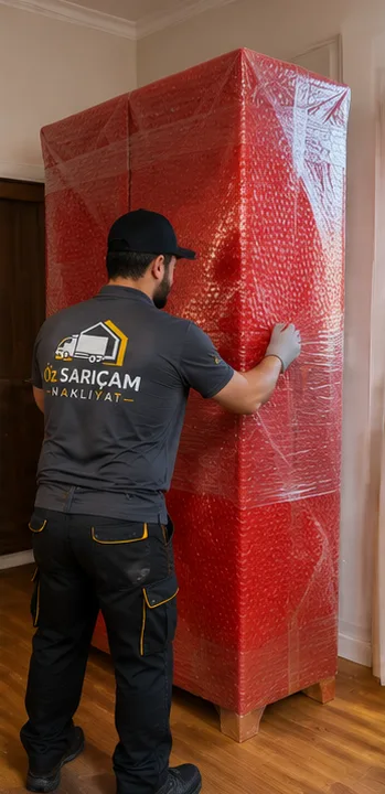 Gardırobun balonlu naylonla sarılması